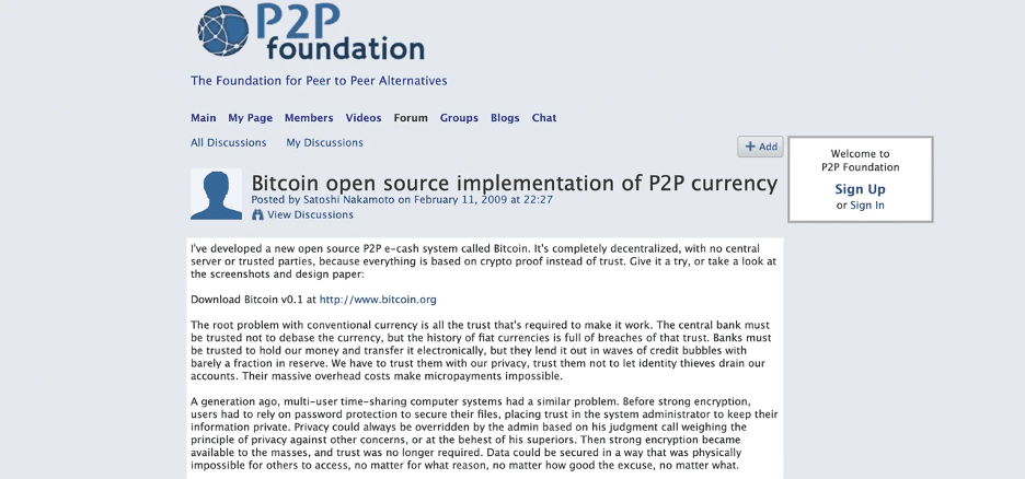 Bitcoin Whitepaper Announcement Documentation