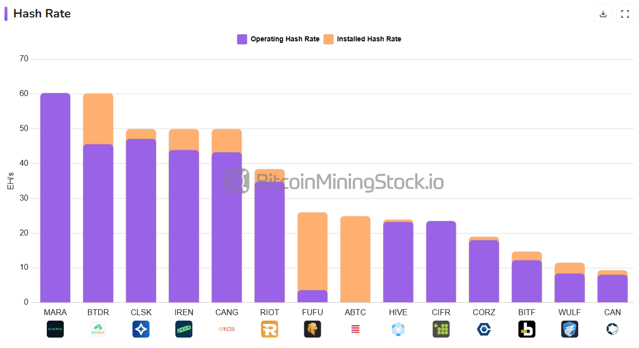 Bitcoin Mining Stock Hash Rate Leaderboard Charts